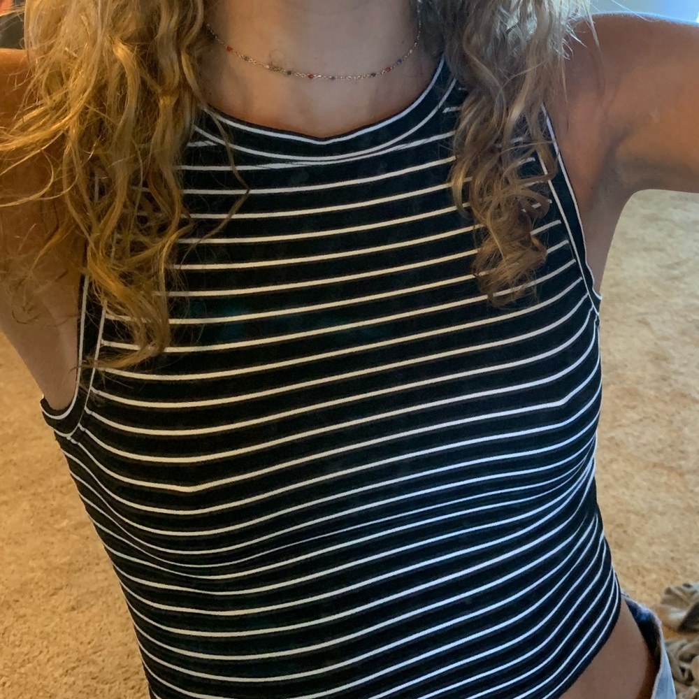 Stretchy striped cropped top